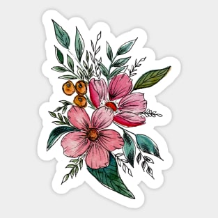 Ink and wash watercolor floral Sticker